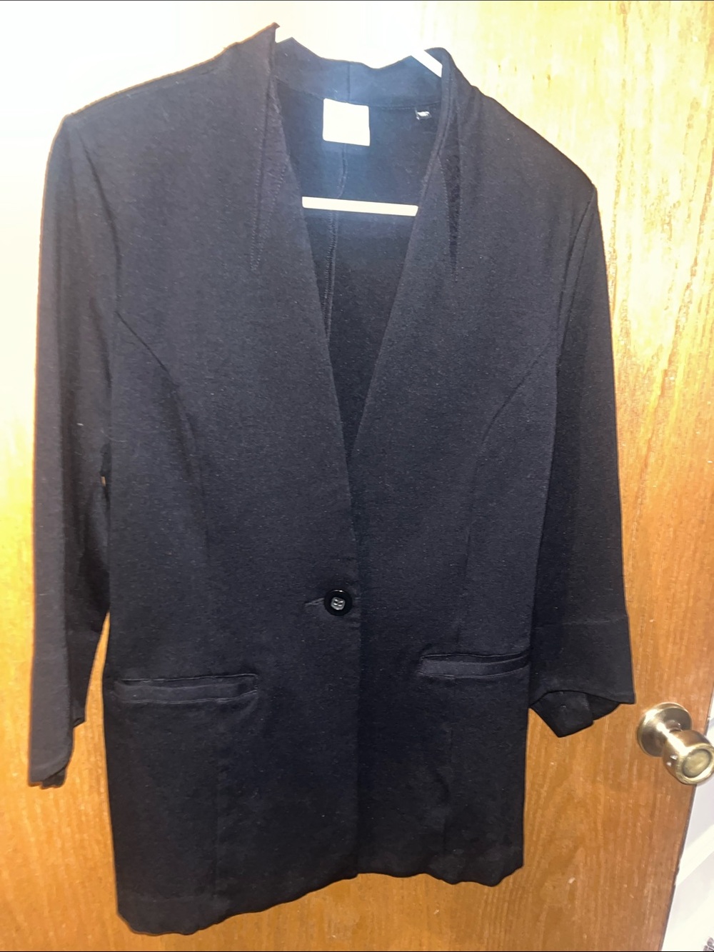 CAbi Black Single-Button Long Blazer Jacket